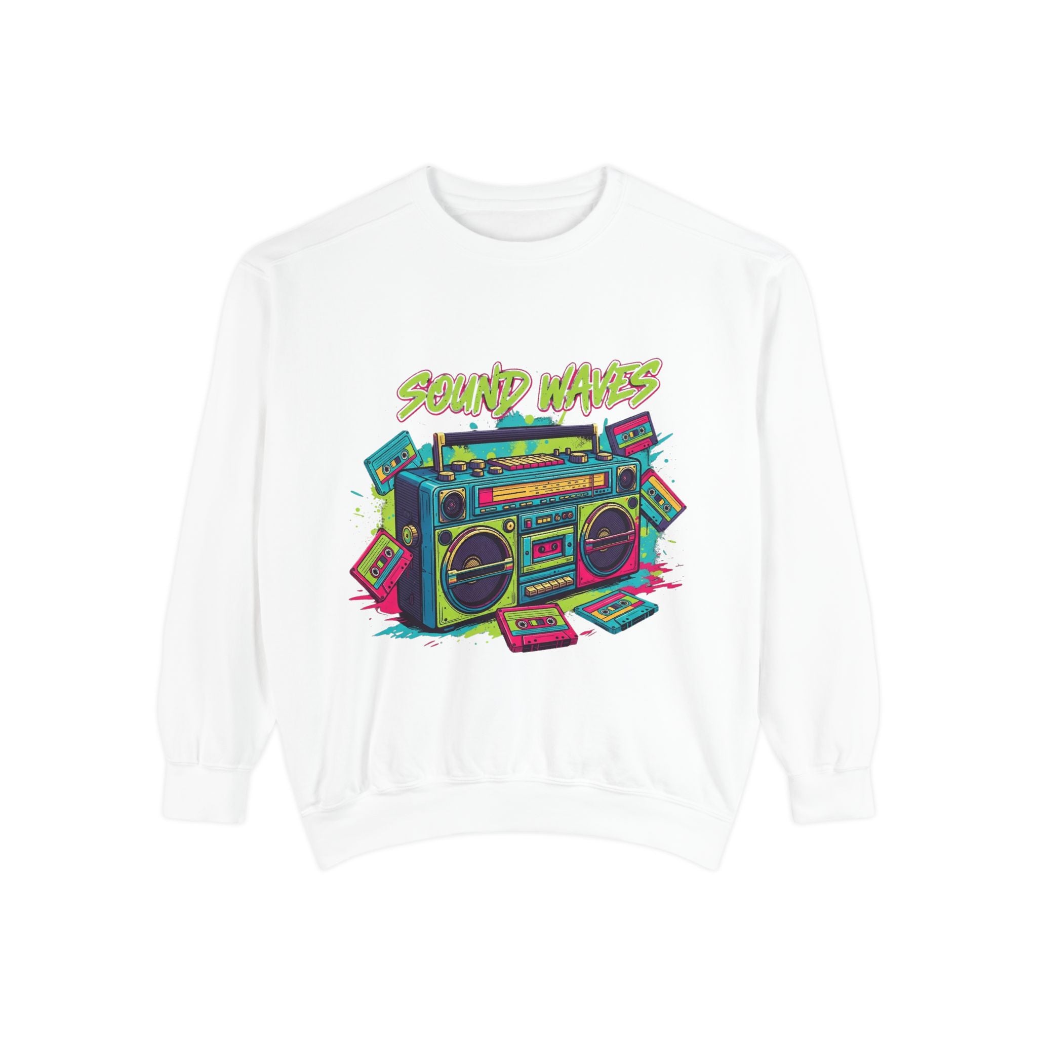 Retro Boombox Sweatshirt — "Sound Waves" Graphic Crewneck
