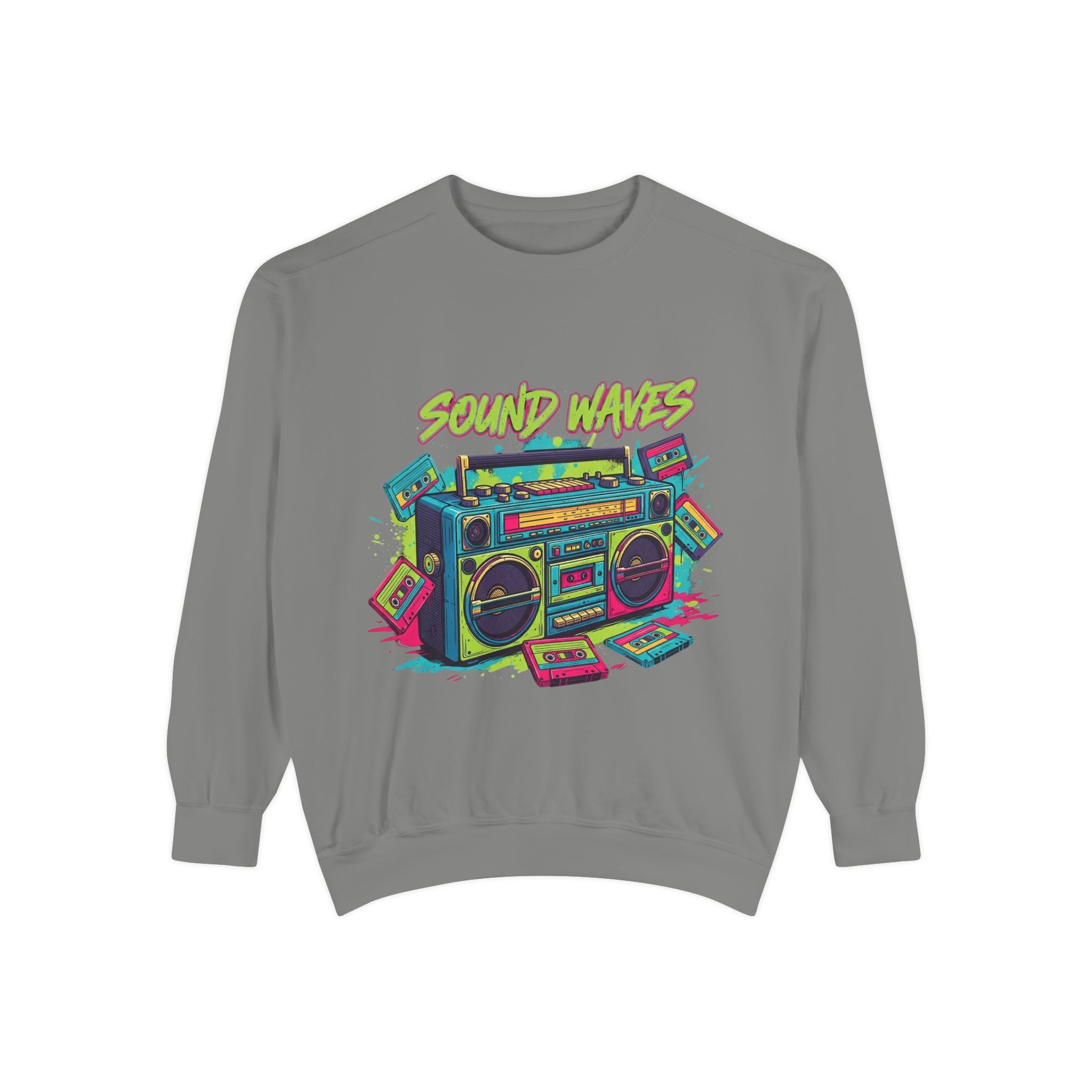 Retro Boombox Sweatshirt — "Sound Waves" Graphic Crewneck