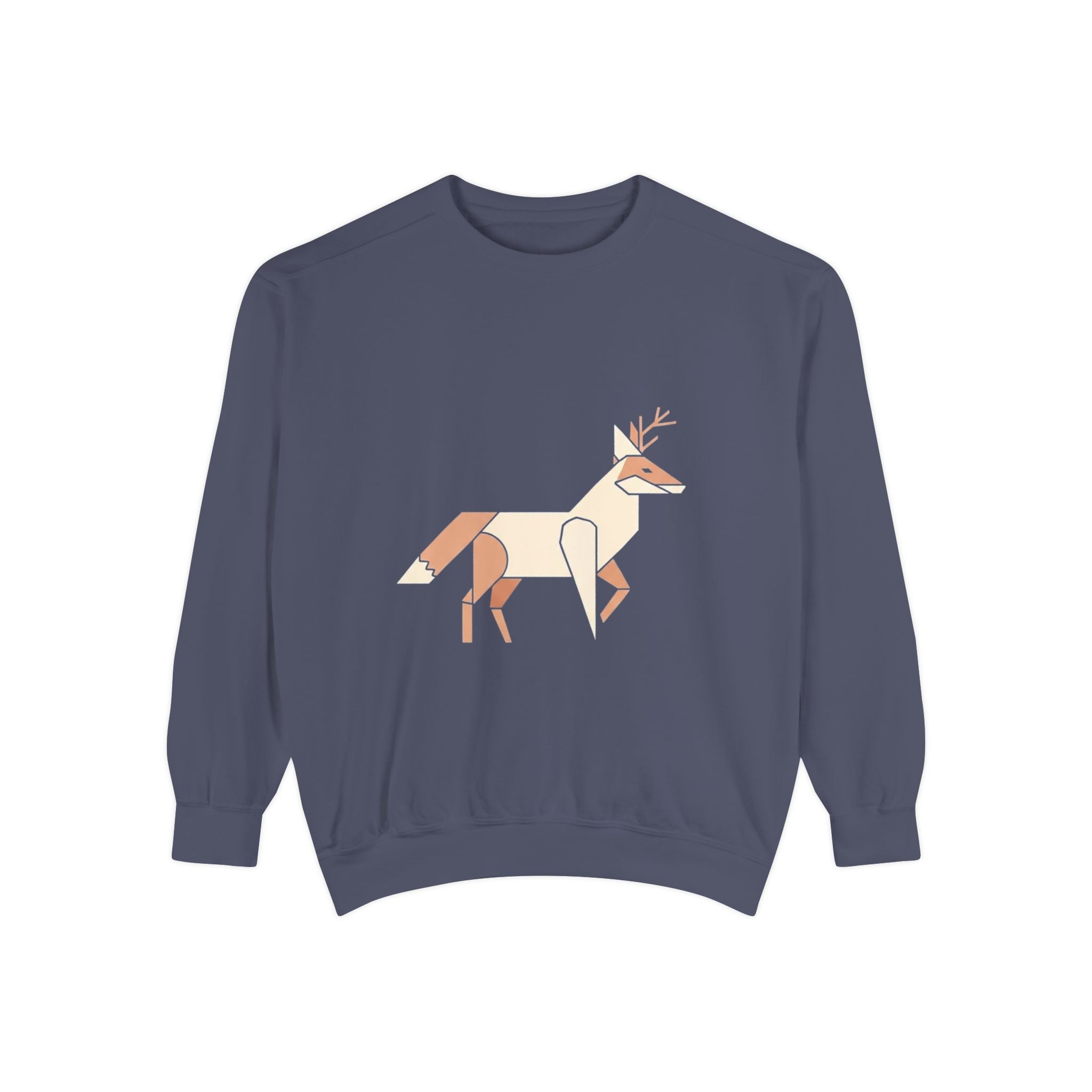 Geometric Deer Sweatshirt — Minimal Woodland Crewneck