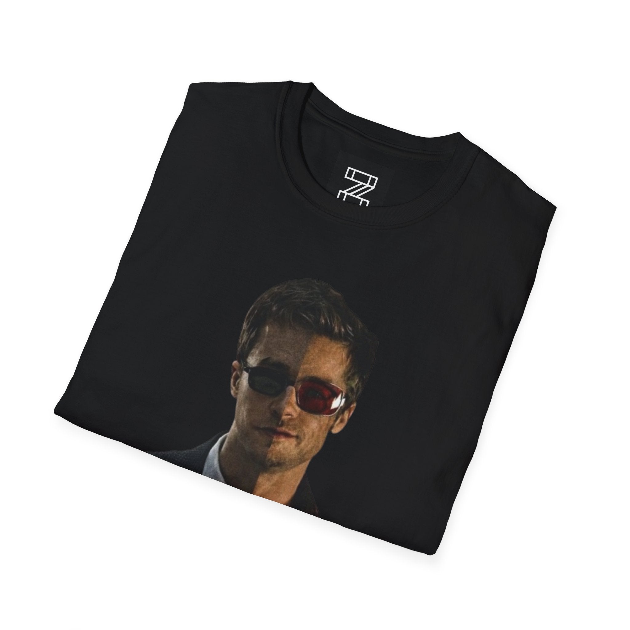 Suave Portrait Graphic Tee (TYLER DURDEN) – Unisex Black T-Shirt with Gentleman Portrait Print