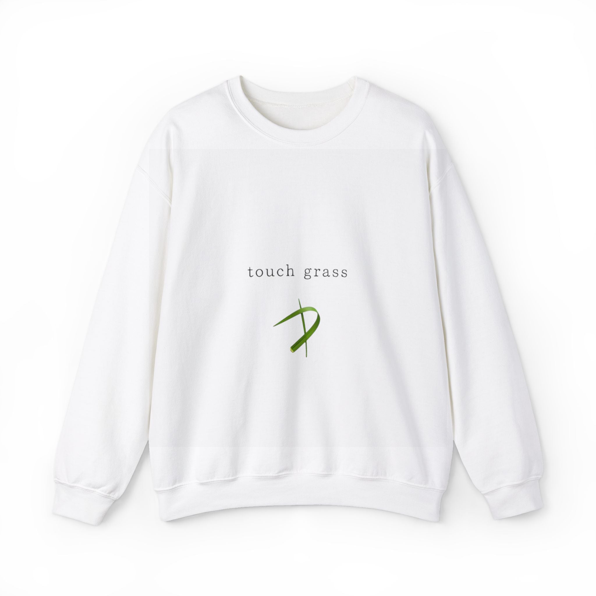 Touch Grass Crewneck Sweatshirt — Minimalist Nature Graphic