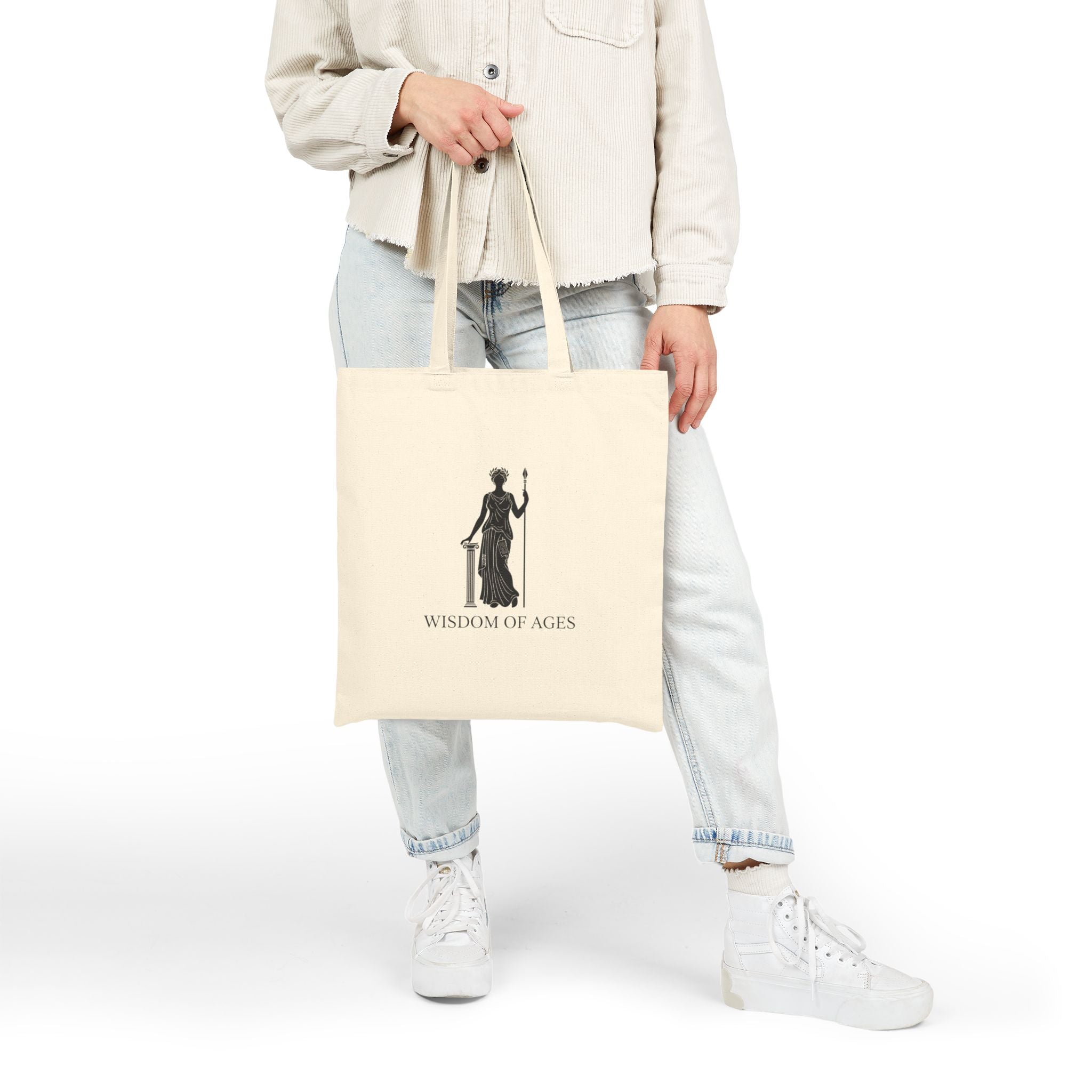 Mythic Minimalism tote | stoic philosophy art, wing motif, sun wave minimal