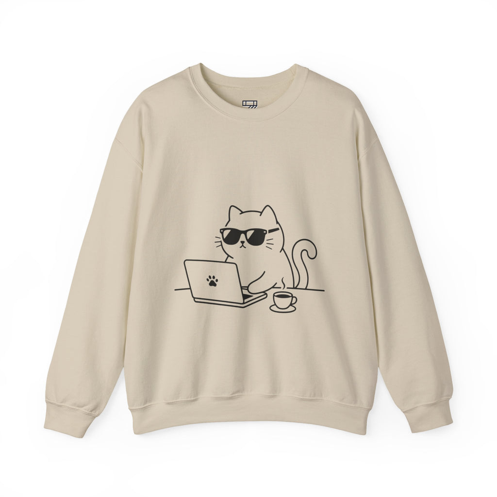 Hacker Cat Sweatshirt | Minimalist Graphic Crewneck | Zetrease