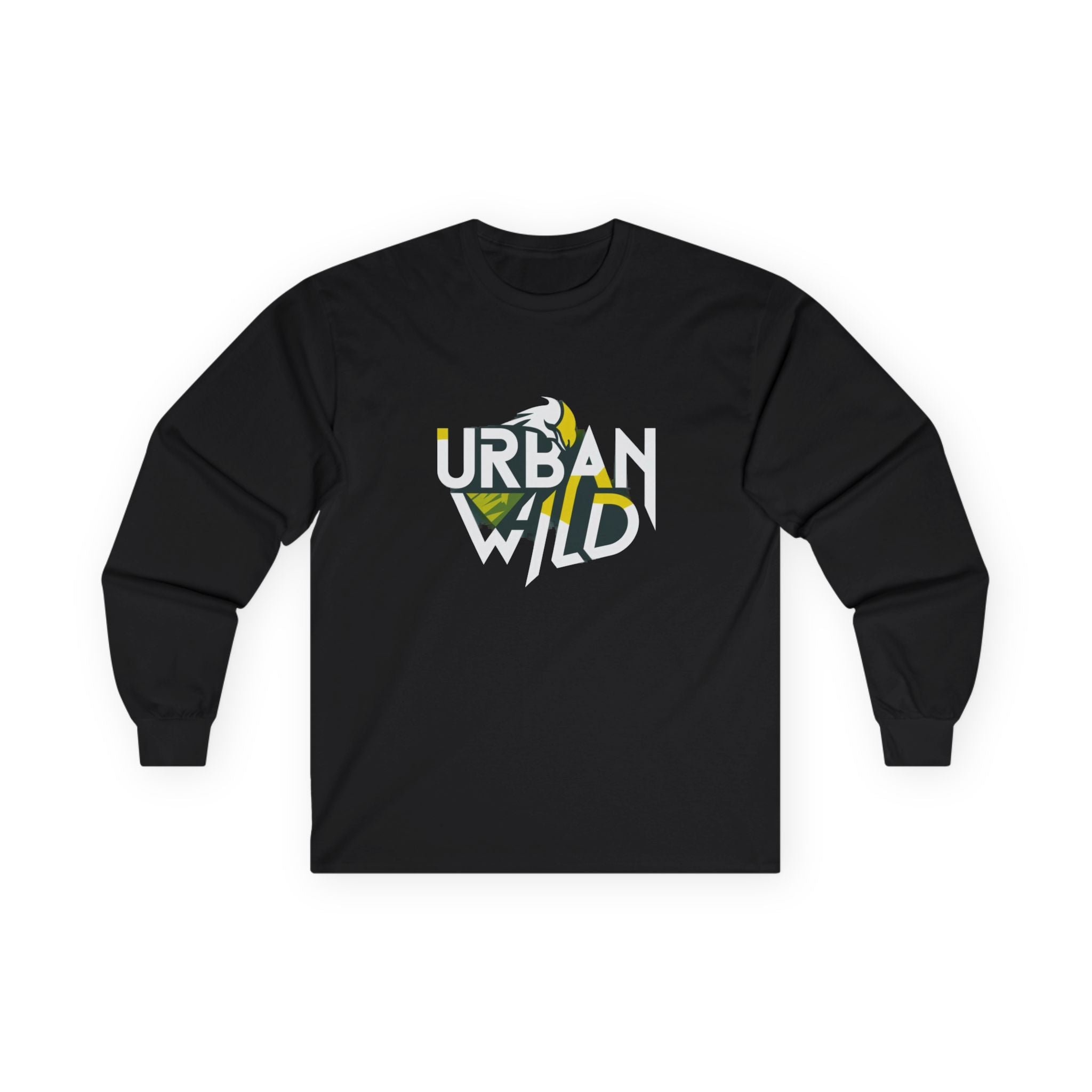 Urban Wild Streetwear Long Sleeve | Geometric Hawk Graphic Tee | Camo Accent
