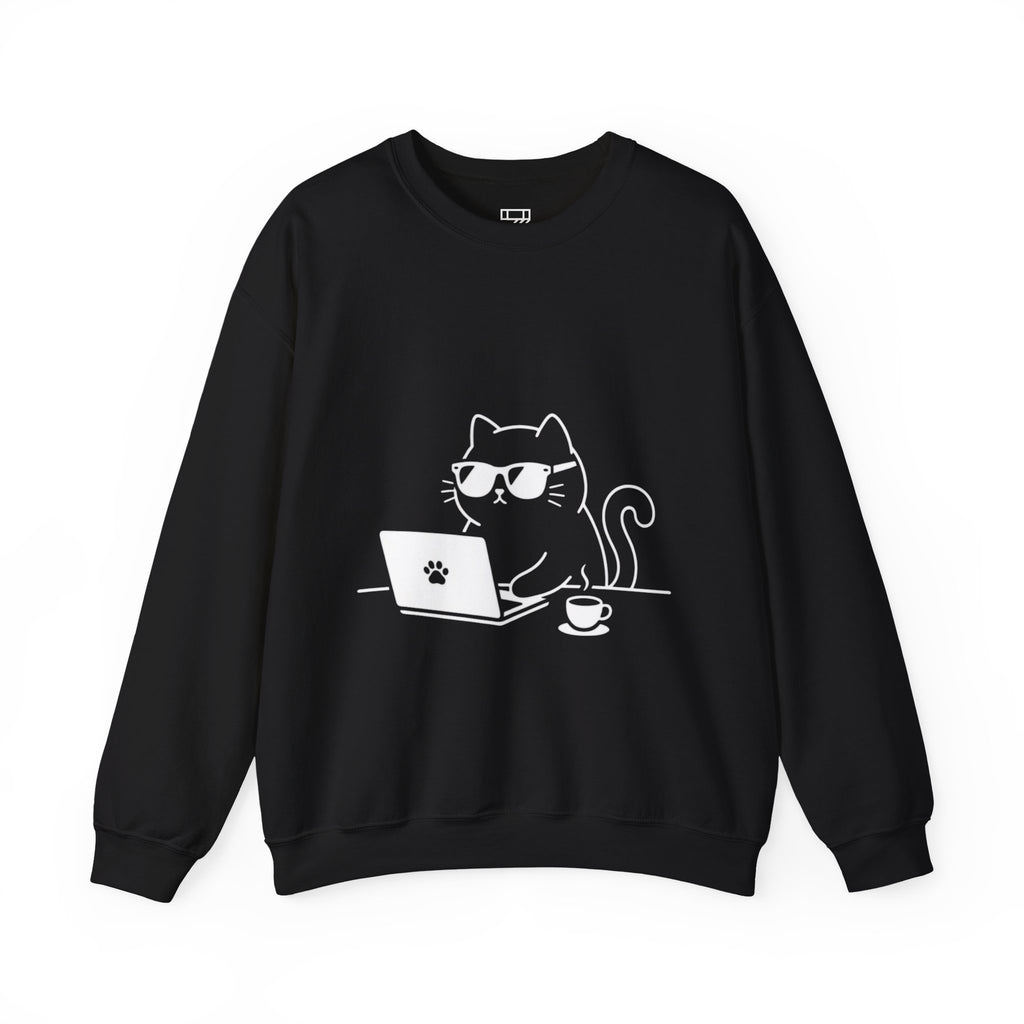 Hacker Cat Sweatshirt | Minimalist Graphic Crewneck | Zetrease