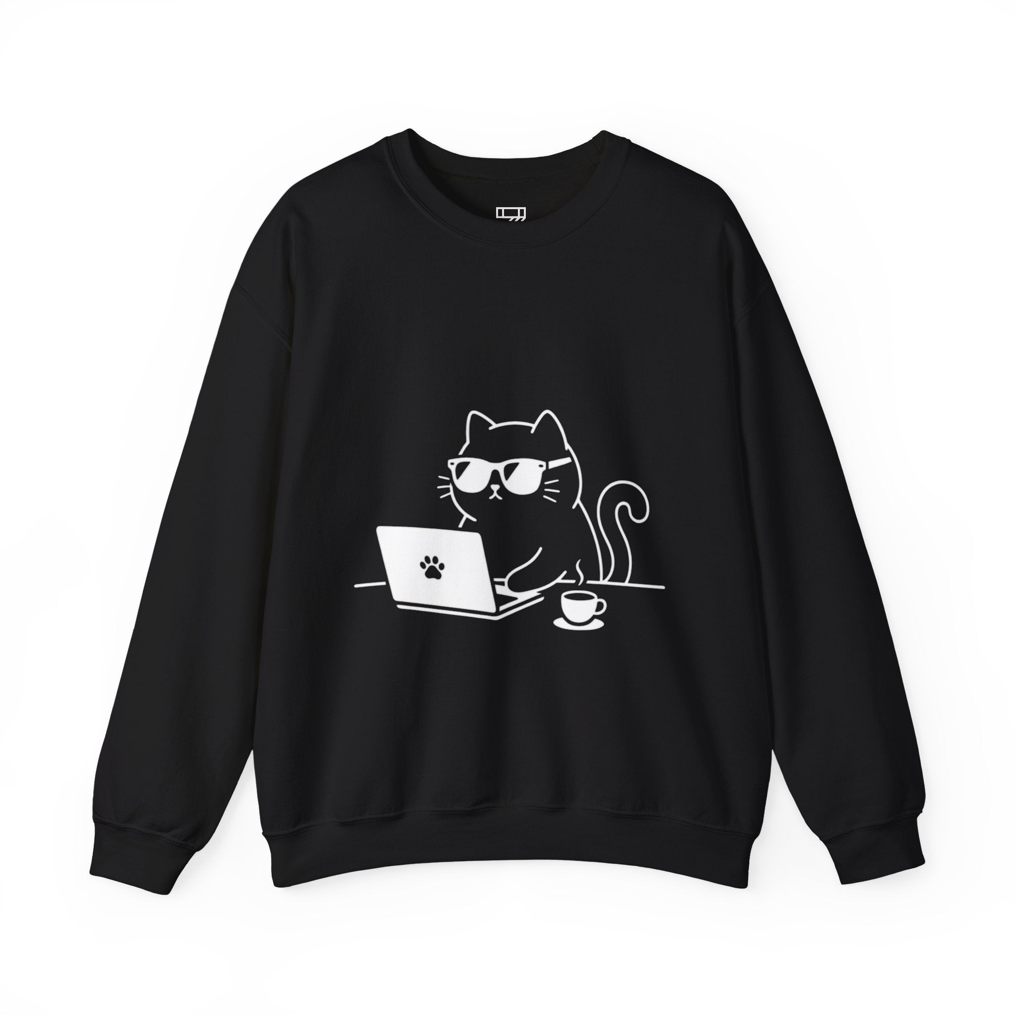 Hacker Cat Sweatshirt | Minimalist Graphic Crewneck | Zetrease