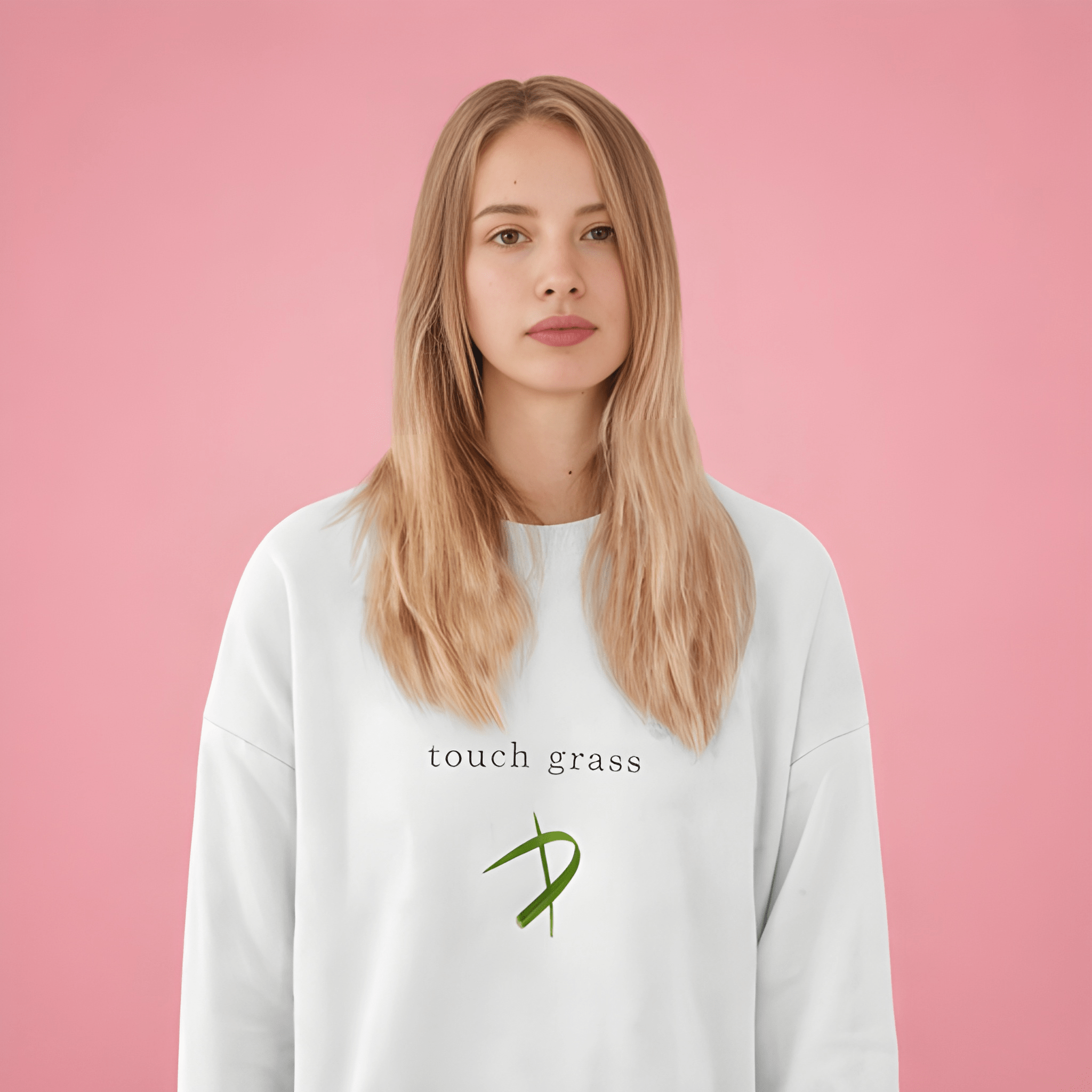 Touch Grass Crewneck Sweatshirt — Minimalist Nature Graphic