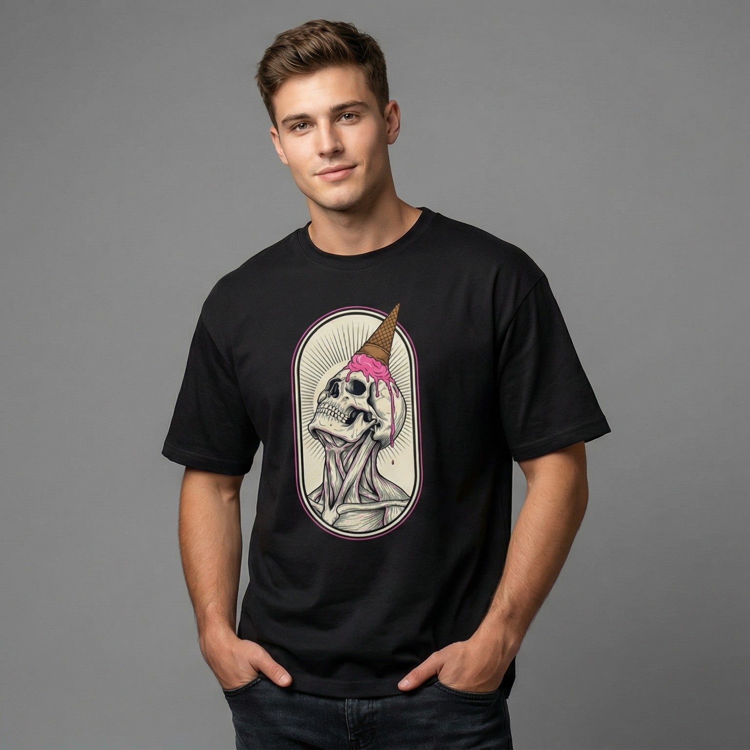 Melting Ice Cream Skull T-Shirt | Pastel Goth Graphic Tee | Zetrease