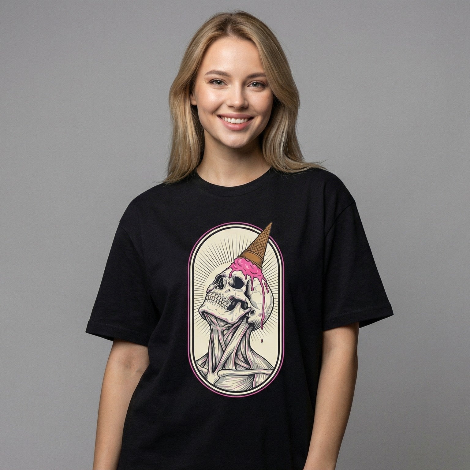 Melting Ice Cream Skull T-Shirt | Pastel Goth Graphic Tee | Zetrease