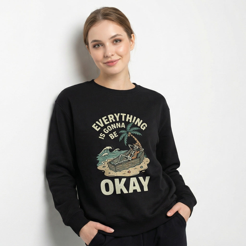 Skeleton Beach Sweatshirt | Dark Humor Graphic Crewneck | Zetrease