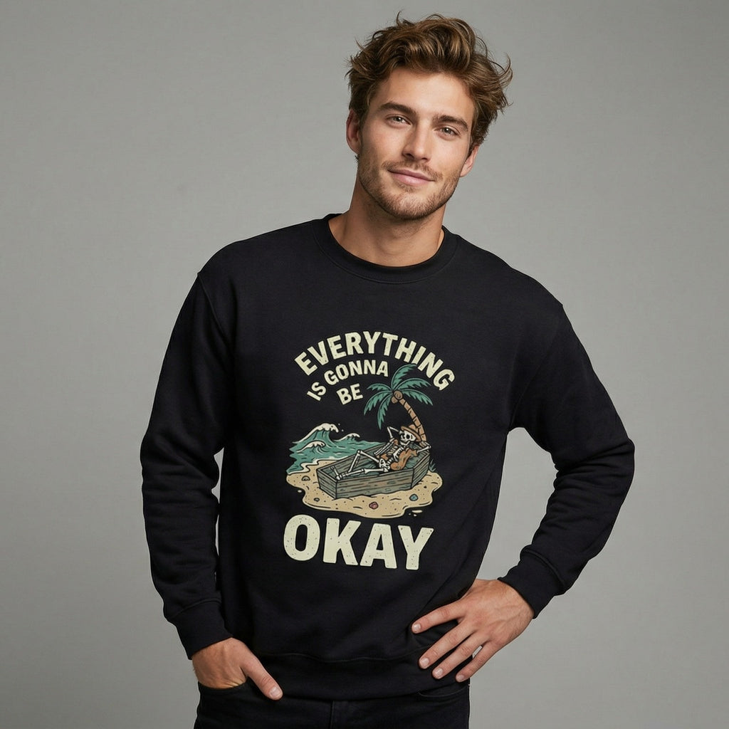 Skeleton Beach Sweatshirt | Dark Humor Graphic Crewneck | Zetrease