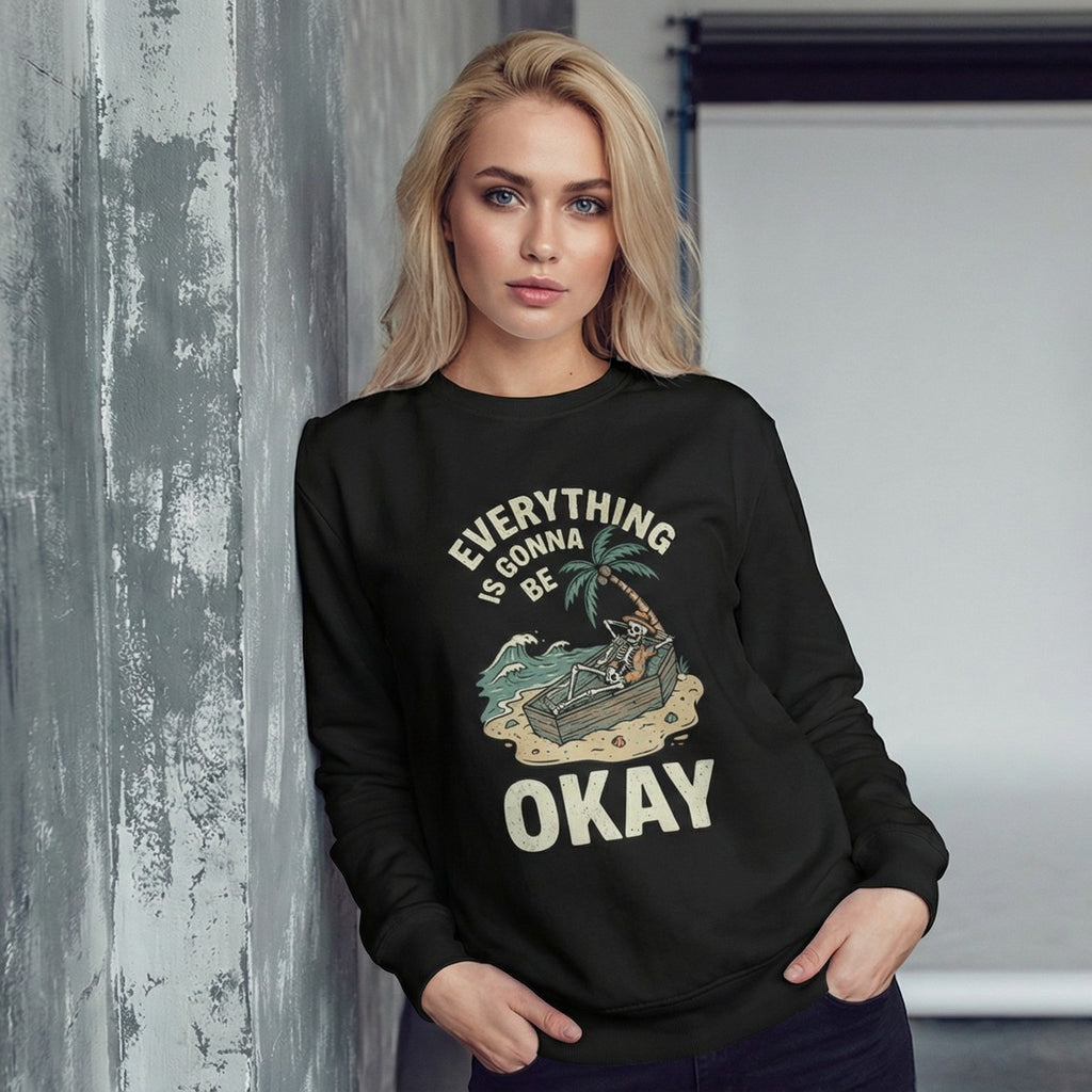 Skeleton Beach Sweatshirt | Dark Humor Graphic Crewneck | Zetrease