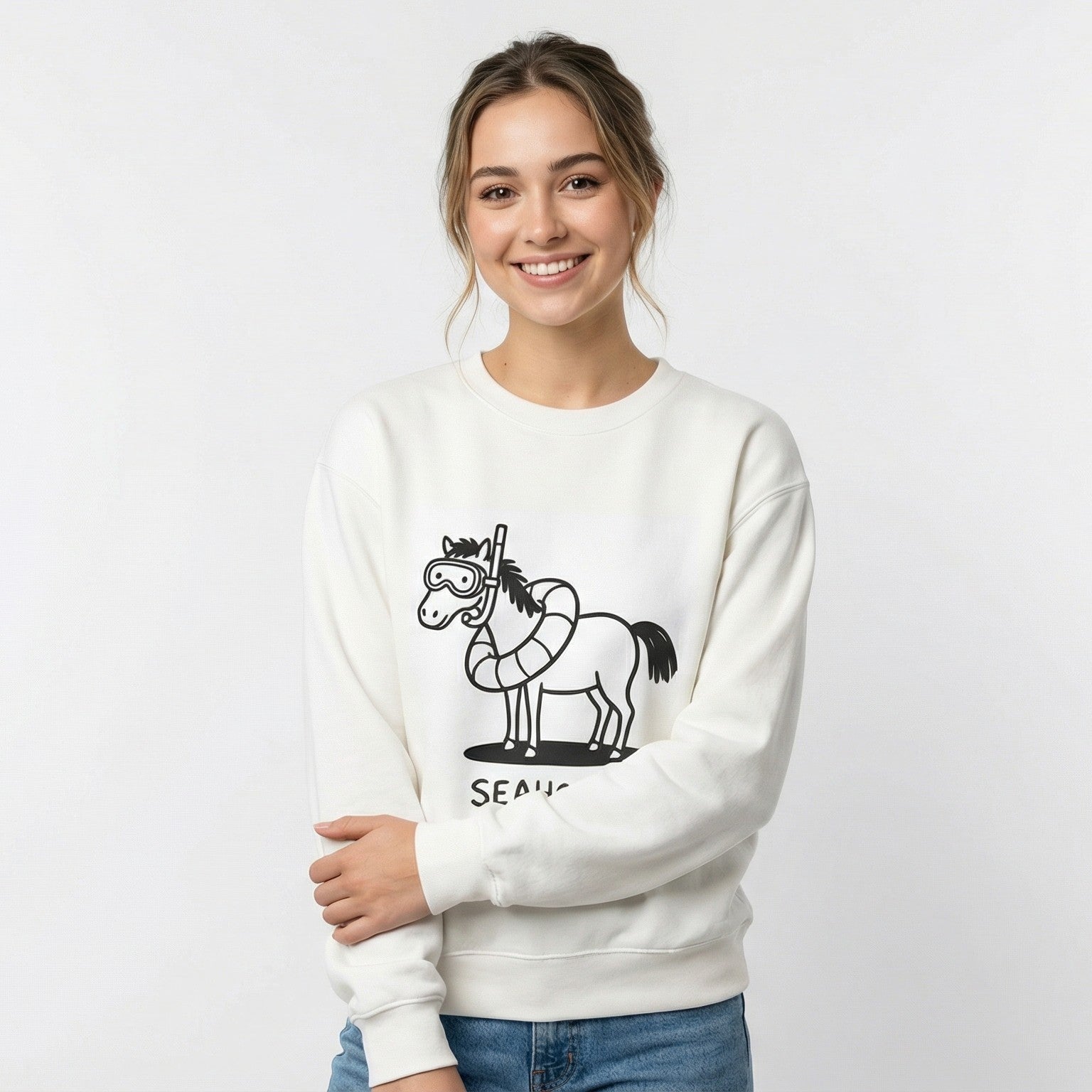Literal Seahorse Sweatshirt | Ironic Graphic Crewneck | Zetrease