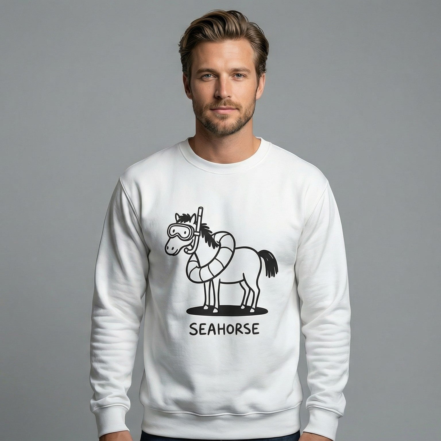 Literal Seahorse Sweatshirt | Ironic Graphic Crewneck | Zetrease