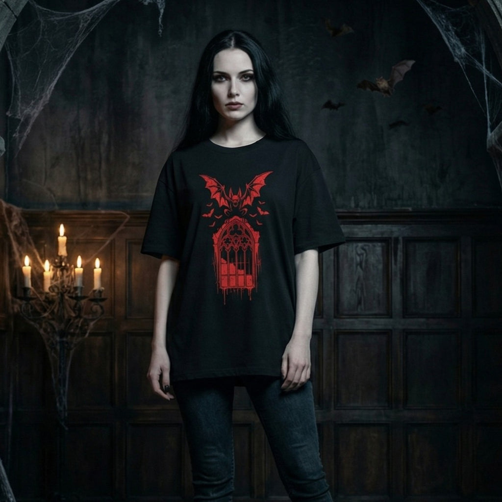 Gothic Bat T-Shirt | Dark Vampire Graphic Tee | Zetrease