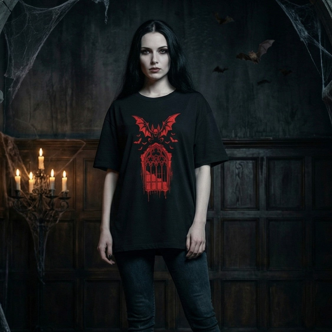Gothic Bat T-Shirt | Dark Vampire Graphic Tee | Zetrease