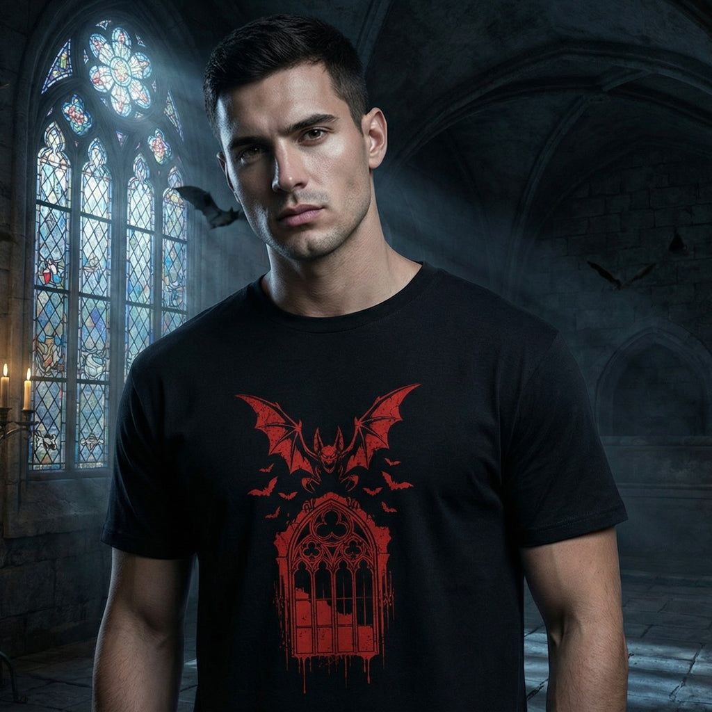 Gothic Bat T-Shirt | Dark Vampire Graphic Tee | Zetrease