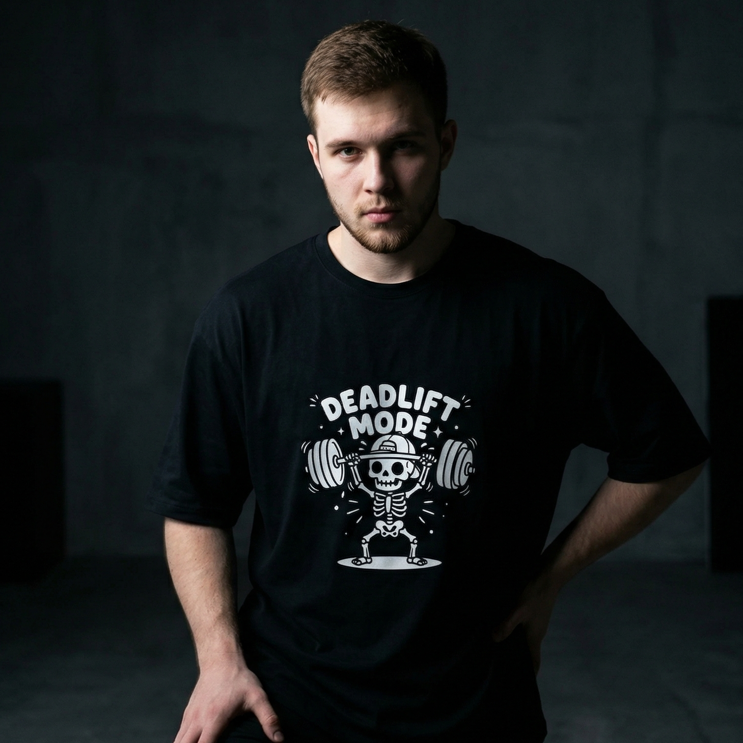 Deadlift Mode Skeleton T-Shirt | Edgy Gym Graphic Tee | Zetrease