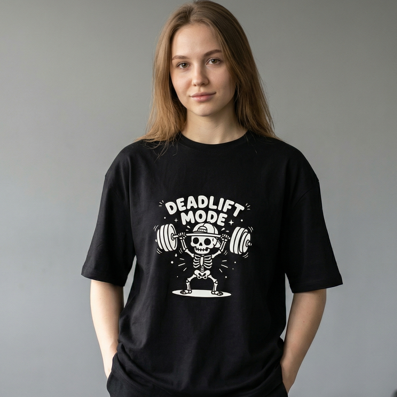 Deadlift Mode Skeleton T-Shirt | Edgy Gym Graphic Tee | Zetrease