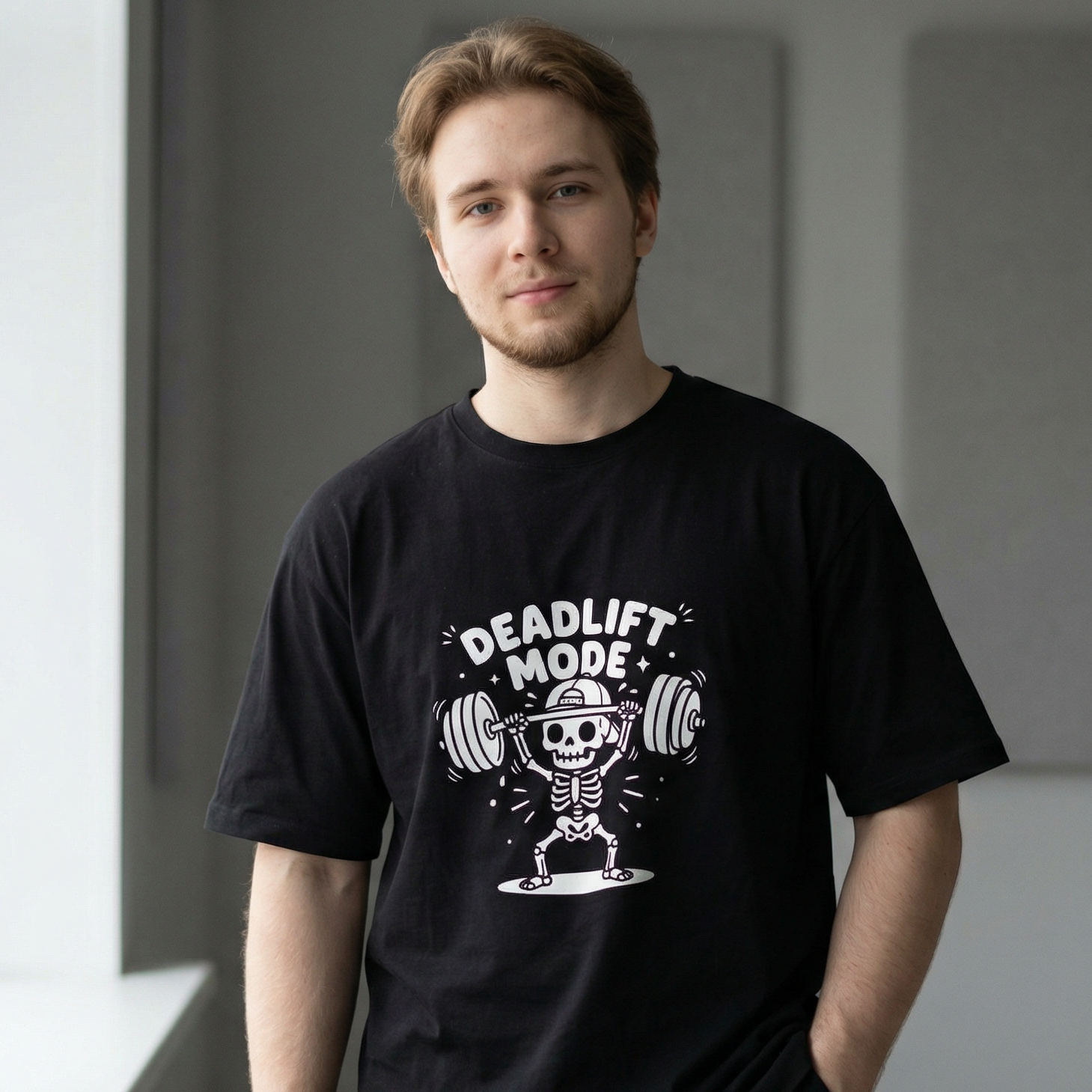 Deadlift Mode Skeleton T-Shirt | Edgy Gym Graphic Tee | Zetrease