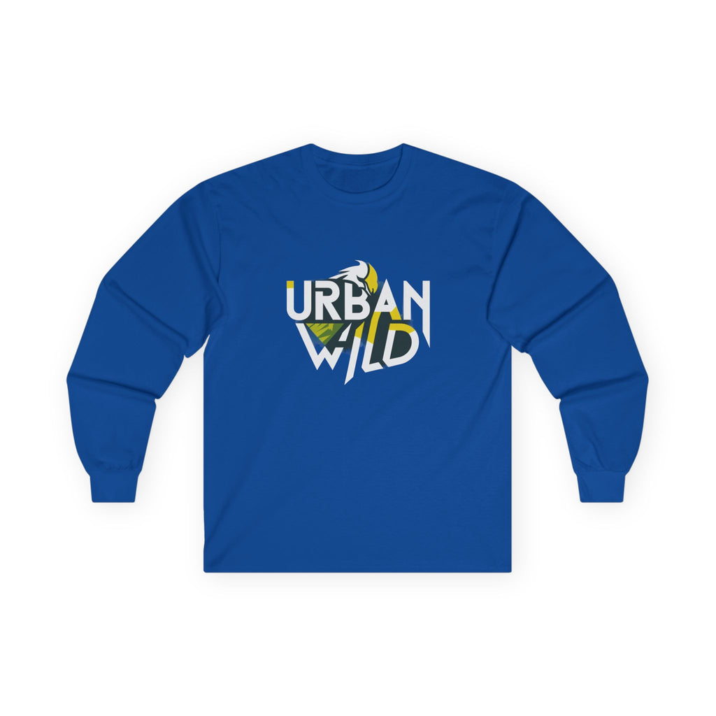 Urban Wild Streetwear Long Sleeve | Geometric Hawk Graphic Tee | Camo Accent