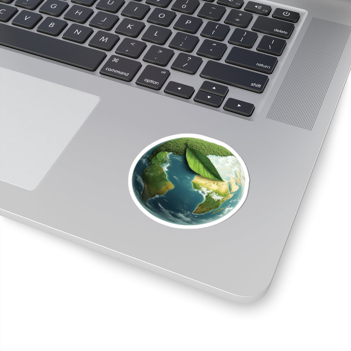 Earth Eco Sticker – Round Planet with Leaf Laptop Decal