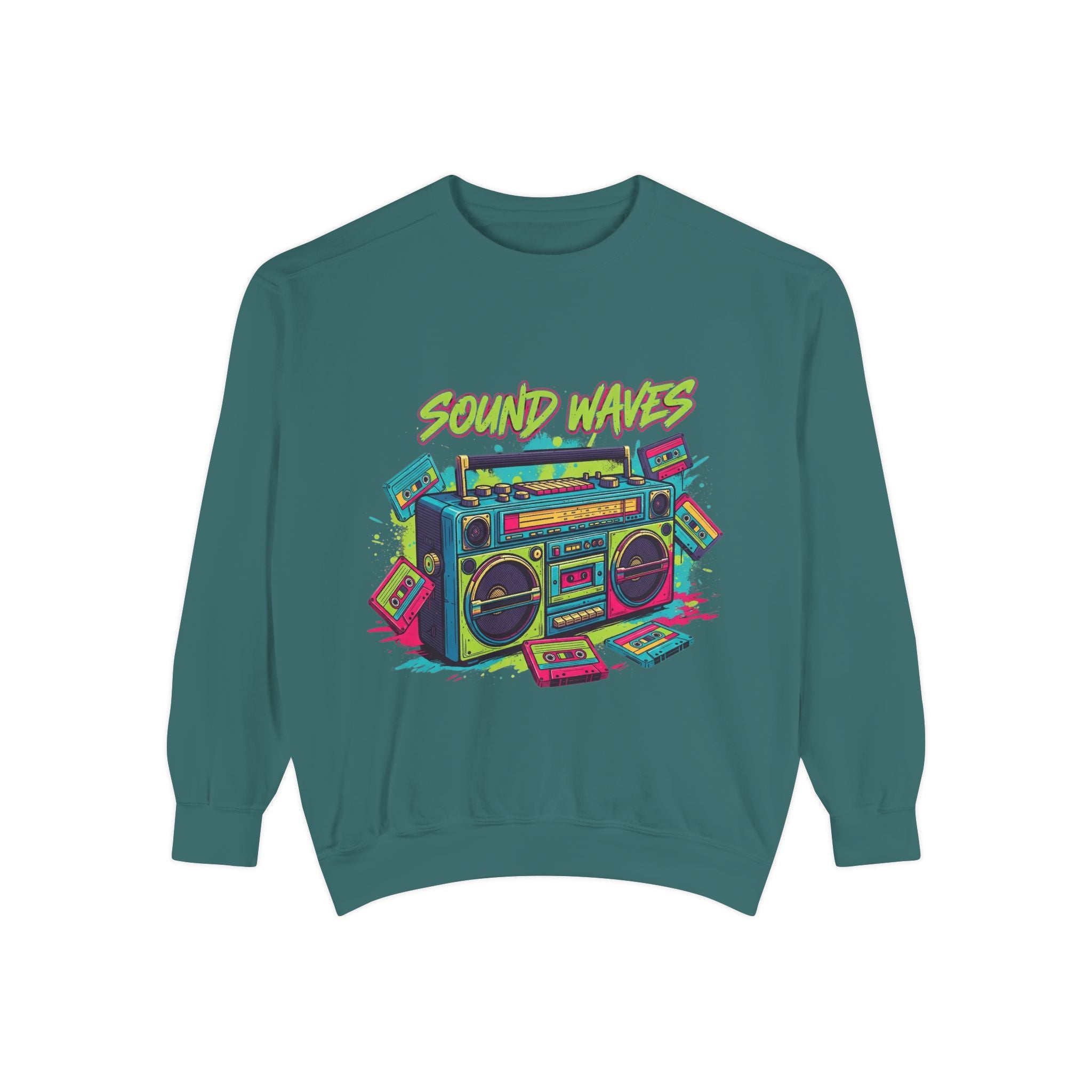Retro Boombox Sweatshirt — "Sound Waves" Graphic Crewneck