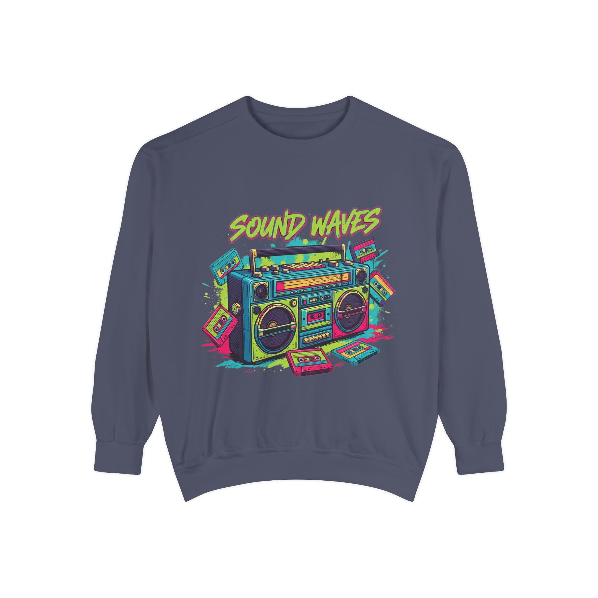Retro Boombox Sweatshirt — "Sound Waves" Graphic Crewneck