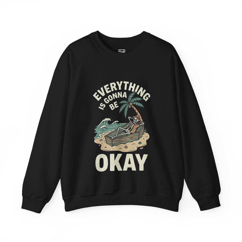 Skeleton Beach Sweatshirt | Dark Humor Graphic Crewneck | Zetrease
