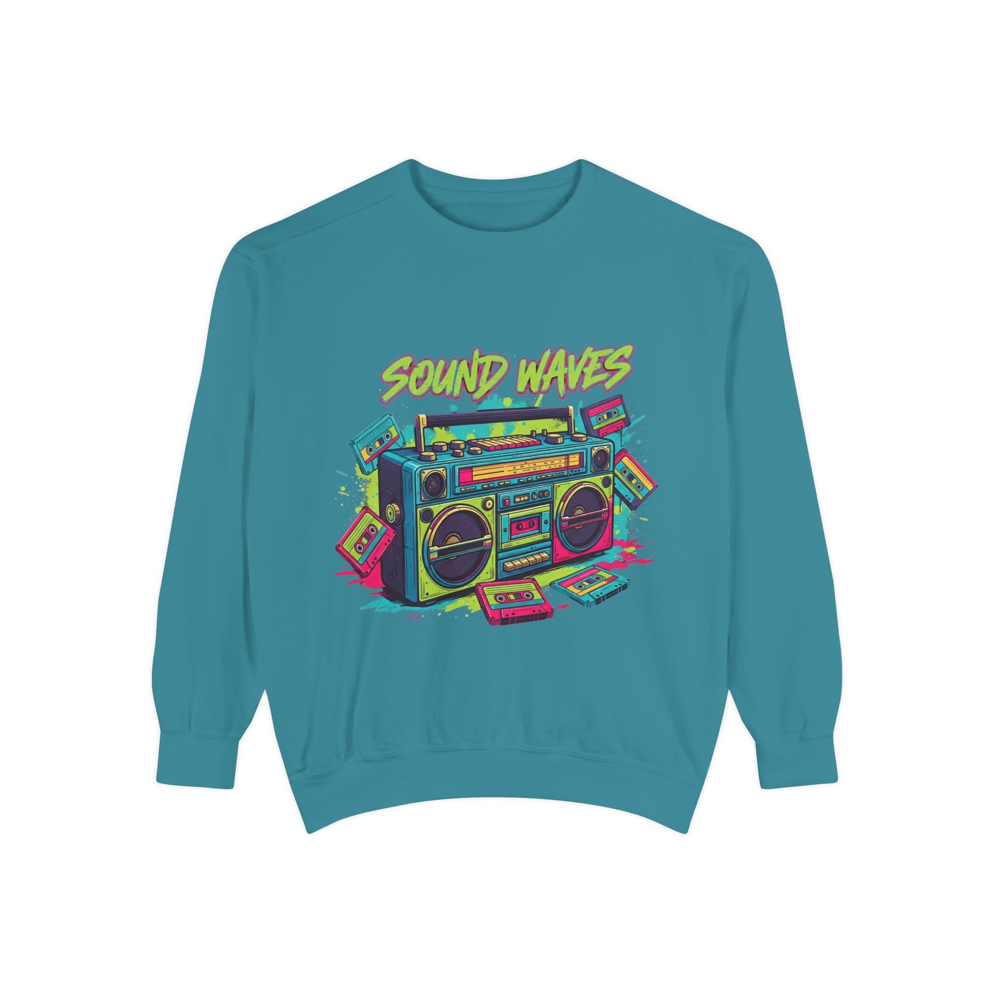Retro Boombox Sweatshirt — "Sound Waves" Graphic Crewneck