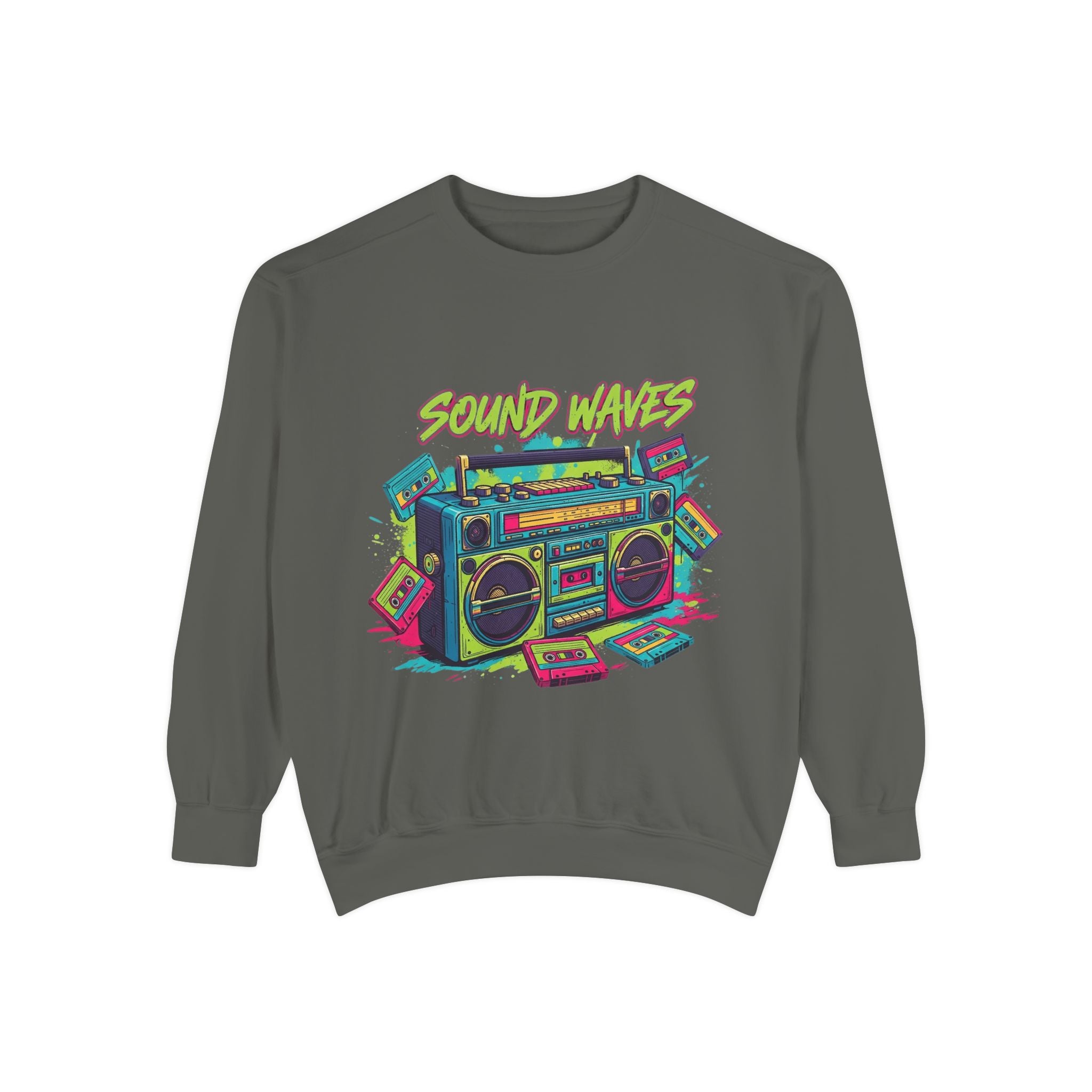 Retro Boombox Sweatshirt — "Sound Waves" Graphic Crewneck