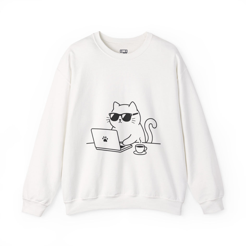 Hacker Cat Sweatshirt | Minimalist Graphic Crewneck | Zetrease